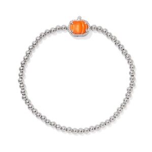 NWT Kendra Scott Pumpkin Silver Stretch Bracelet in Orange Mother-of-Pearl MOP